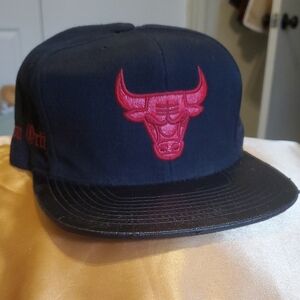Mitchell & Ness Black and Red Bulls Snapback Hat